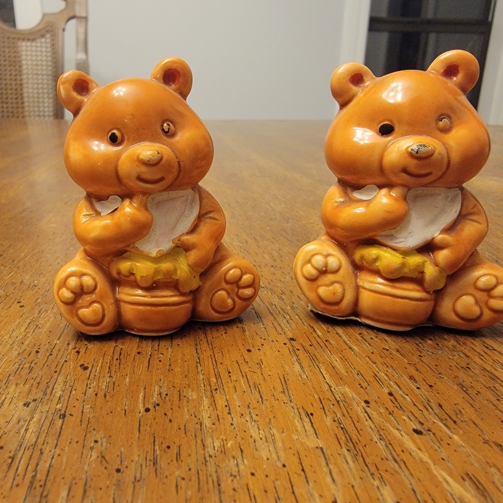 Vintage Hunny Bear Salt Shaker & Toothpick Holder